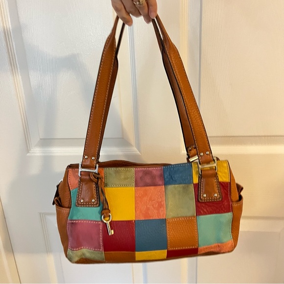 Fossil Handbags - Fossil Colorful Patchwork Leather Handbag Shoulder Bag